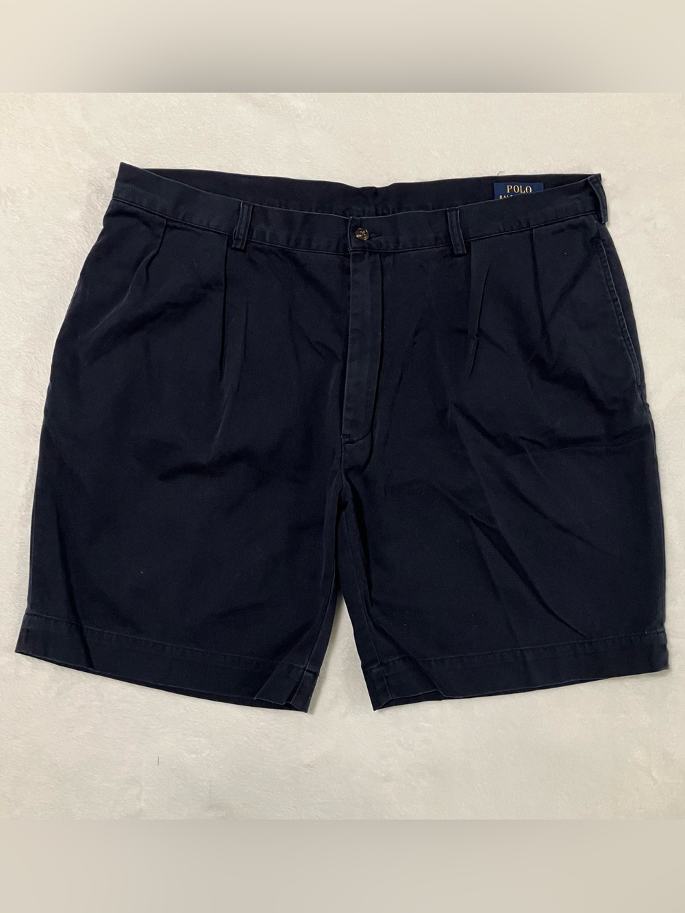 Polo Ralph Lauren Classic Fit Pleated 9” Chino Shorts Navy Men’s Size 40 Cotton